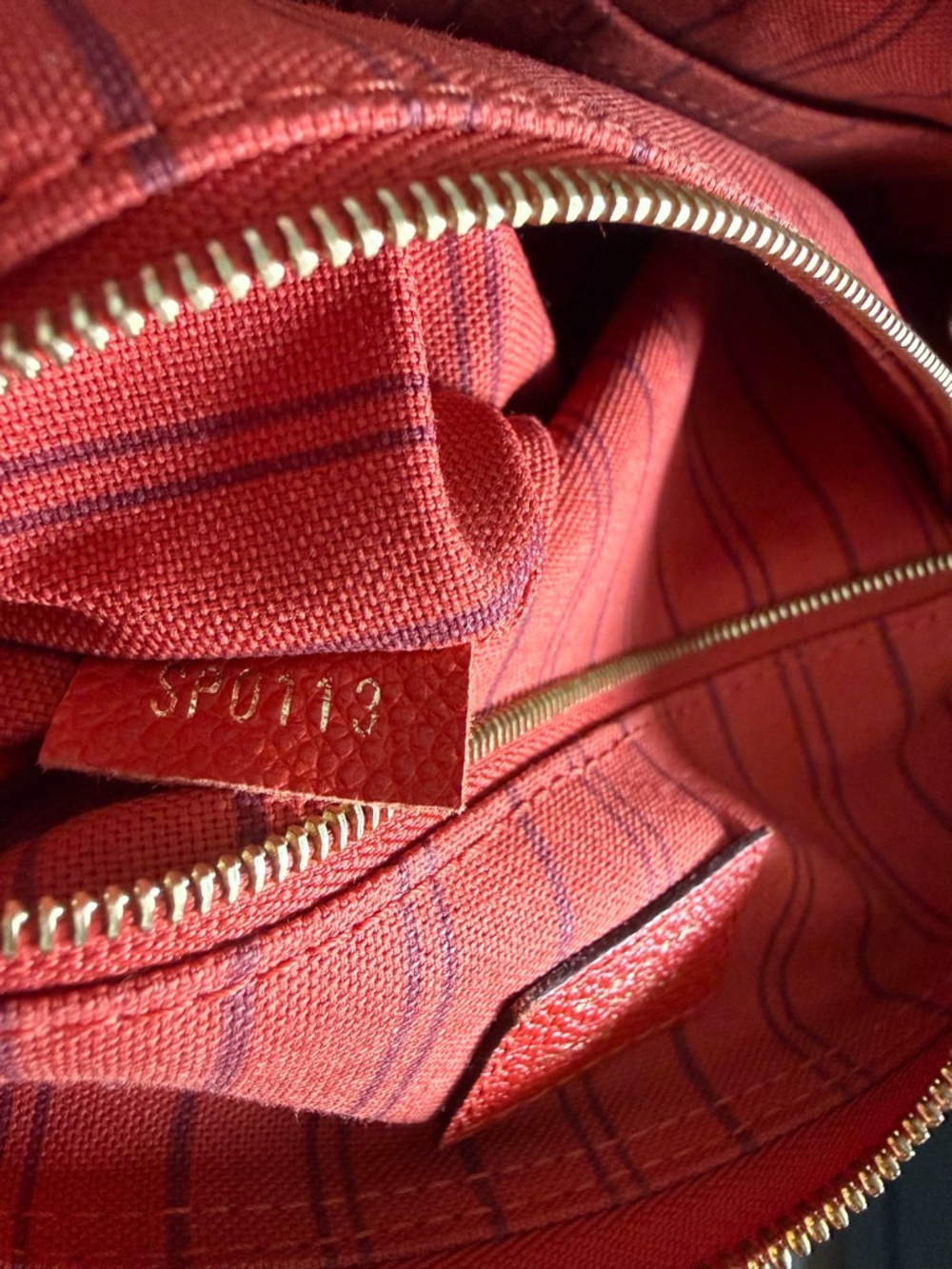 Louis Vuitton Red Monogram Embossed Satchel with Gold Hardware - Picture 10 of 12